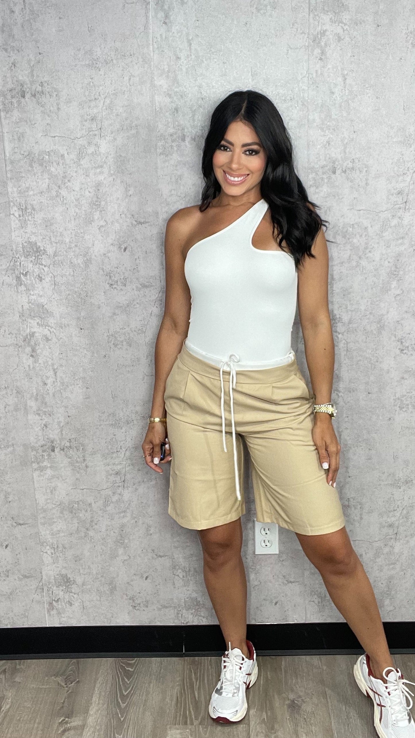 One Shoulder One Size White Bodysuit