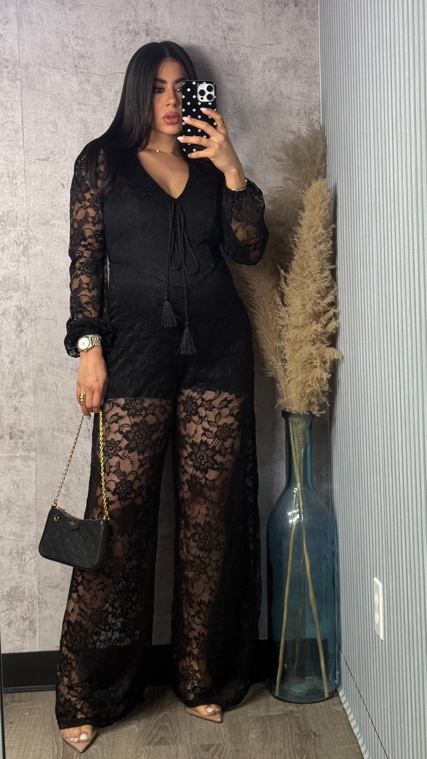 SASHA LACE JUMPSUIT BLACK