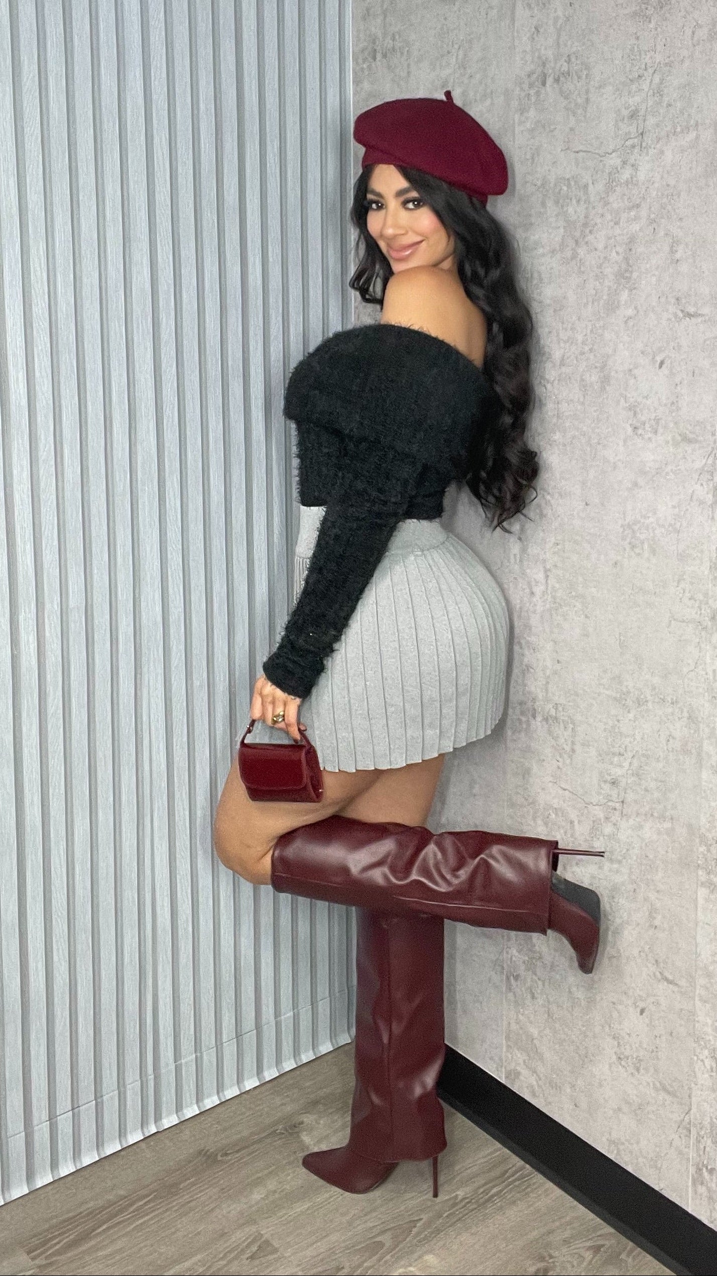 Winter Pleated Skirt Grey