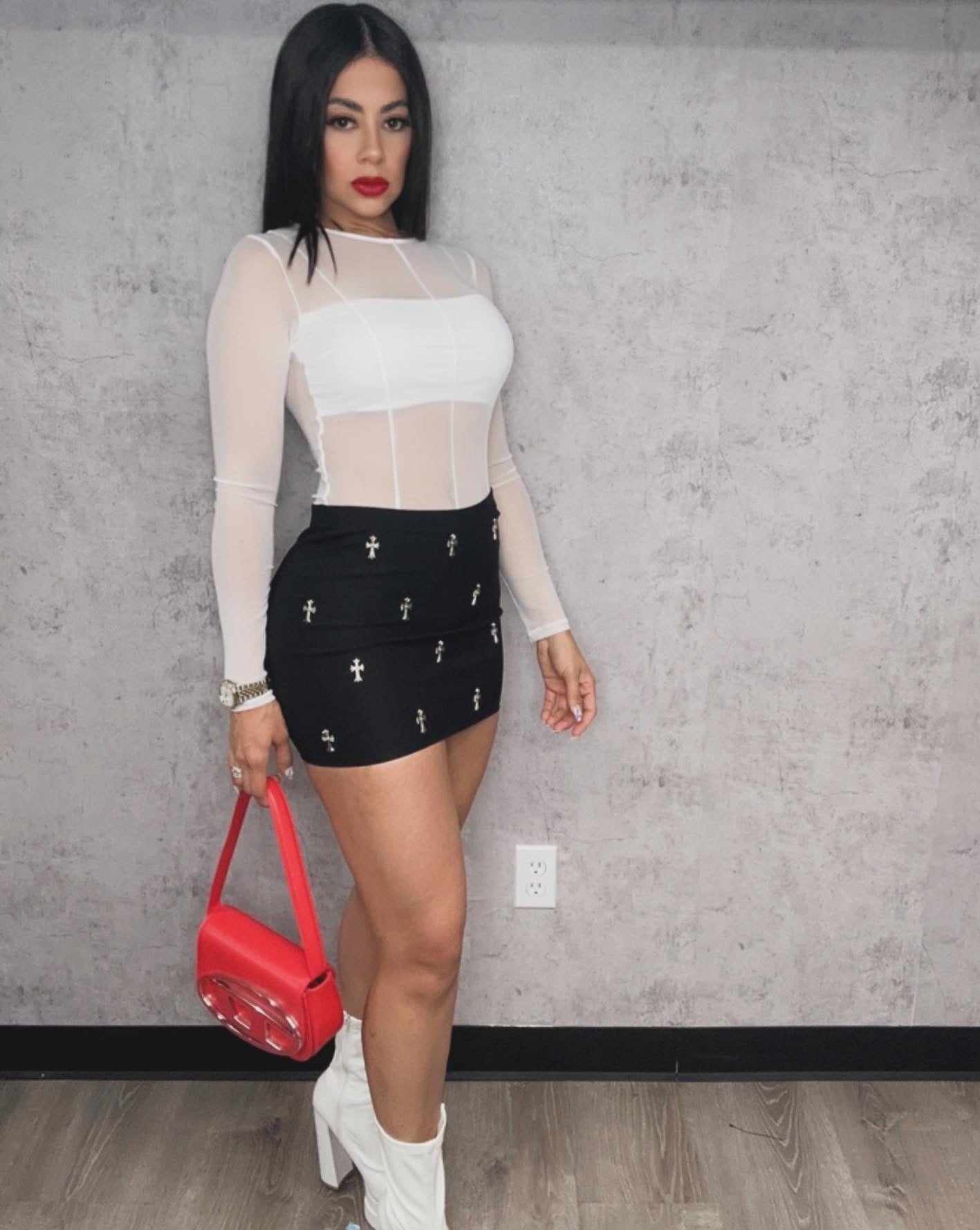 Cross Black Mini Skirt