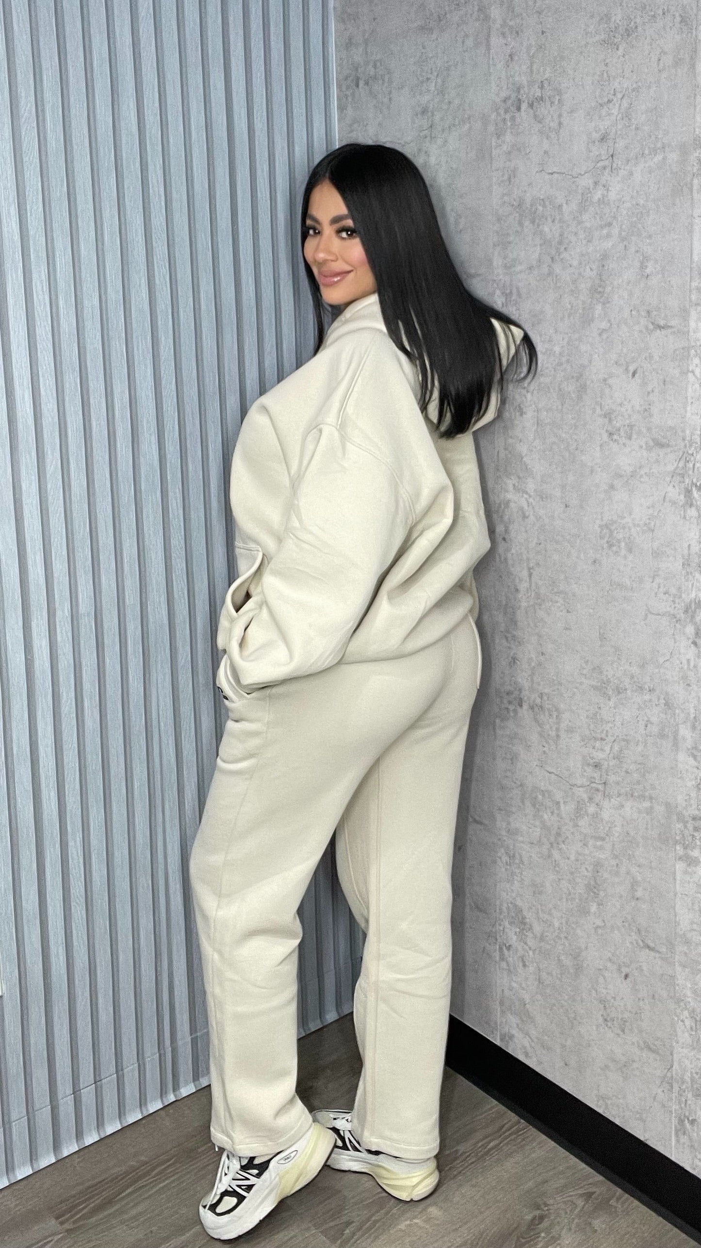 AB HOODIE & PANTS SET UNISEX Crema