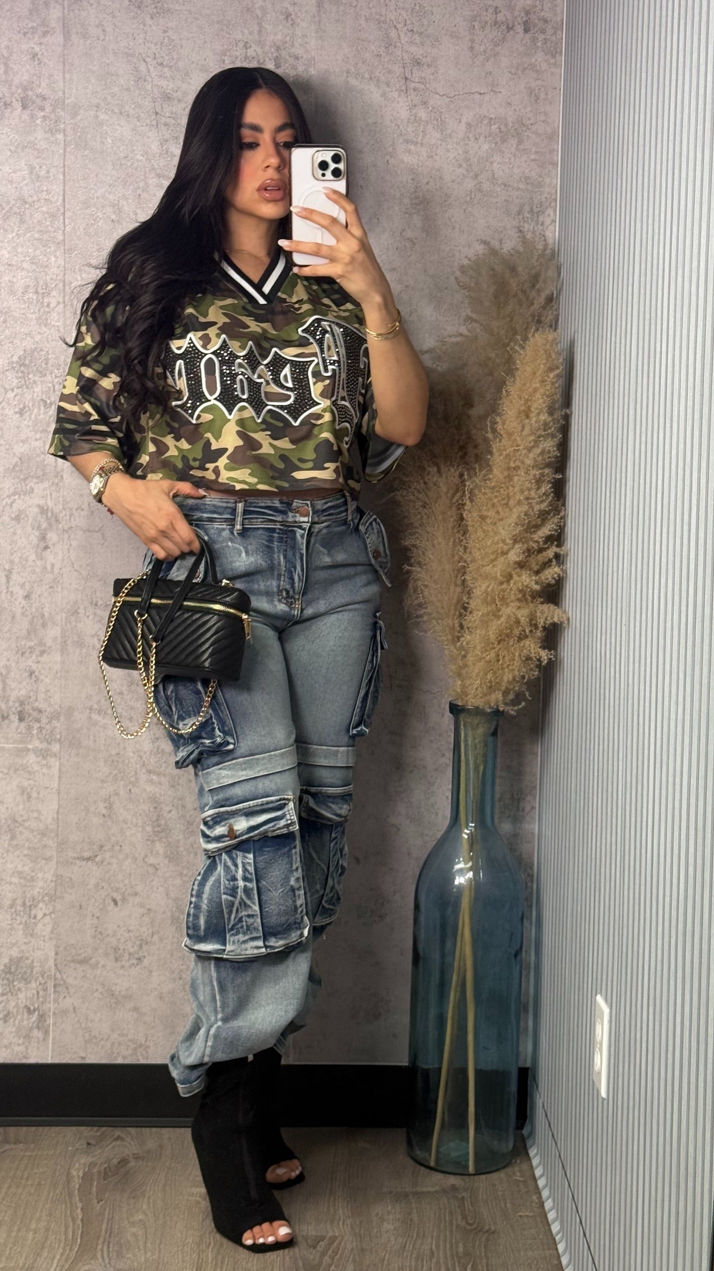 NINA CARGO DENIM PANTS