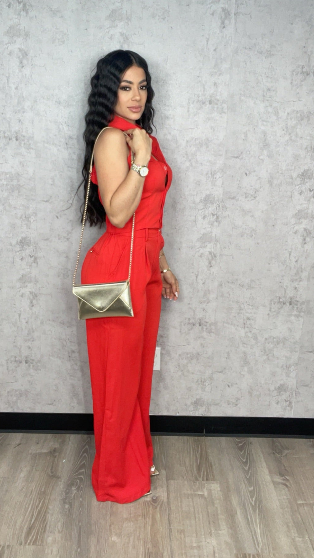 Tasha Red Pants Set