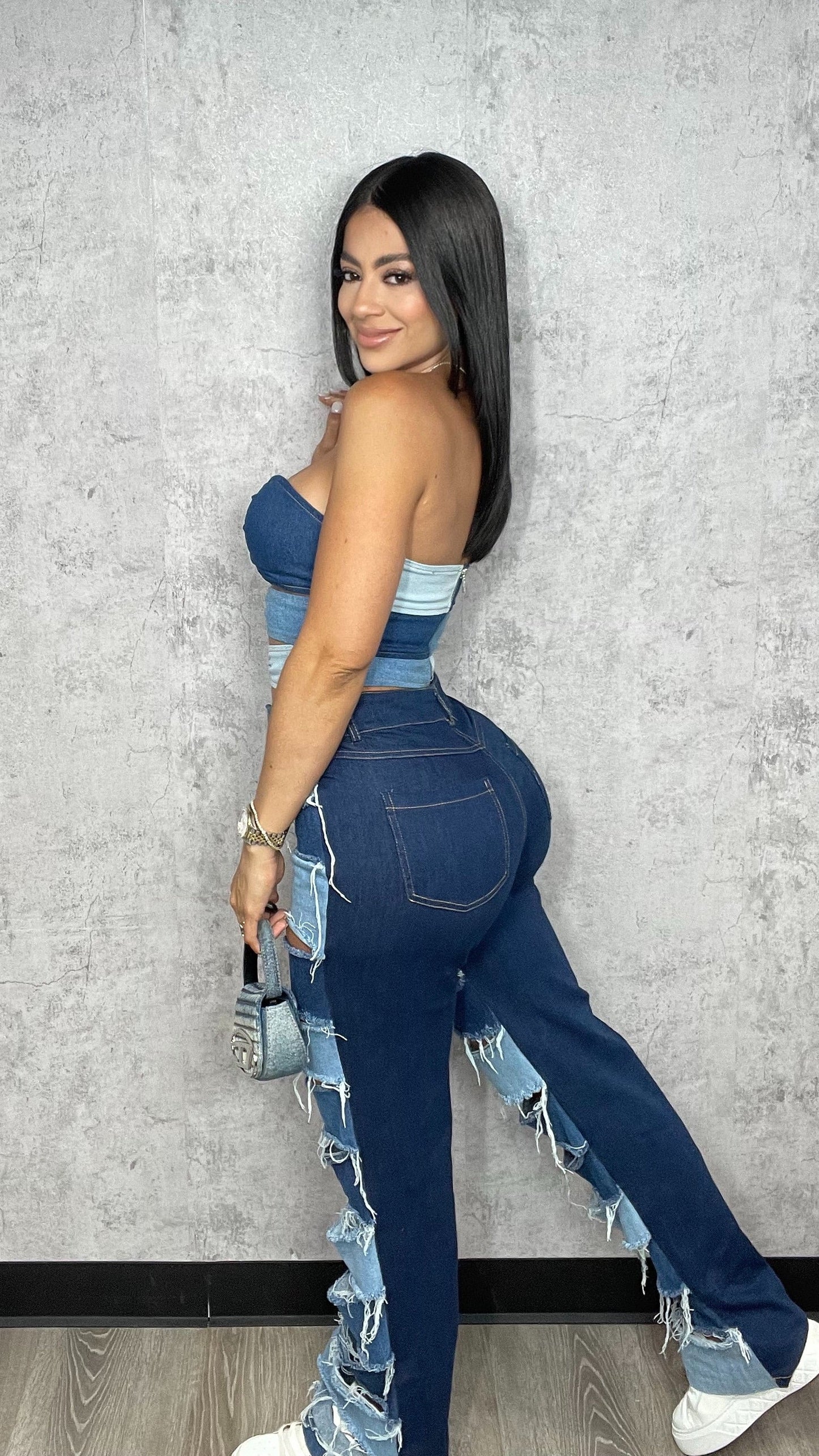 Pamela Denim Pants Set