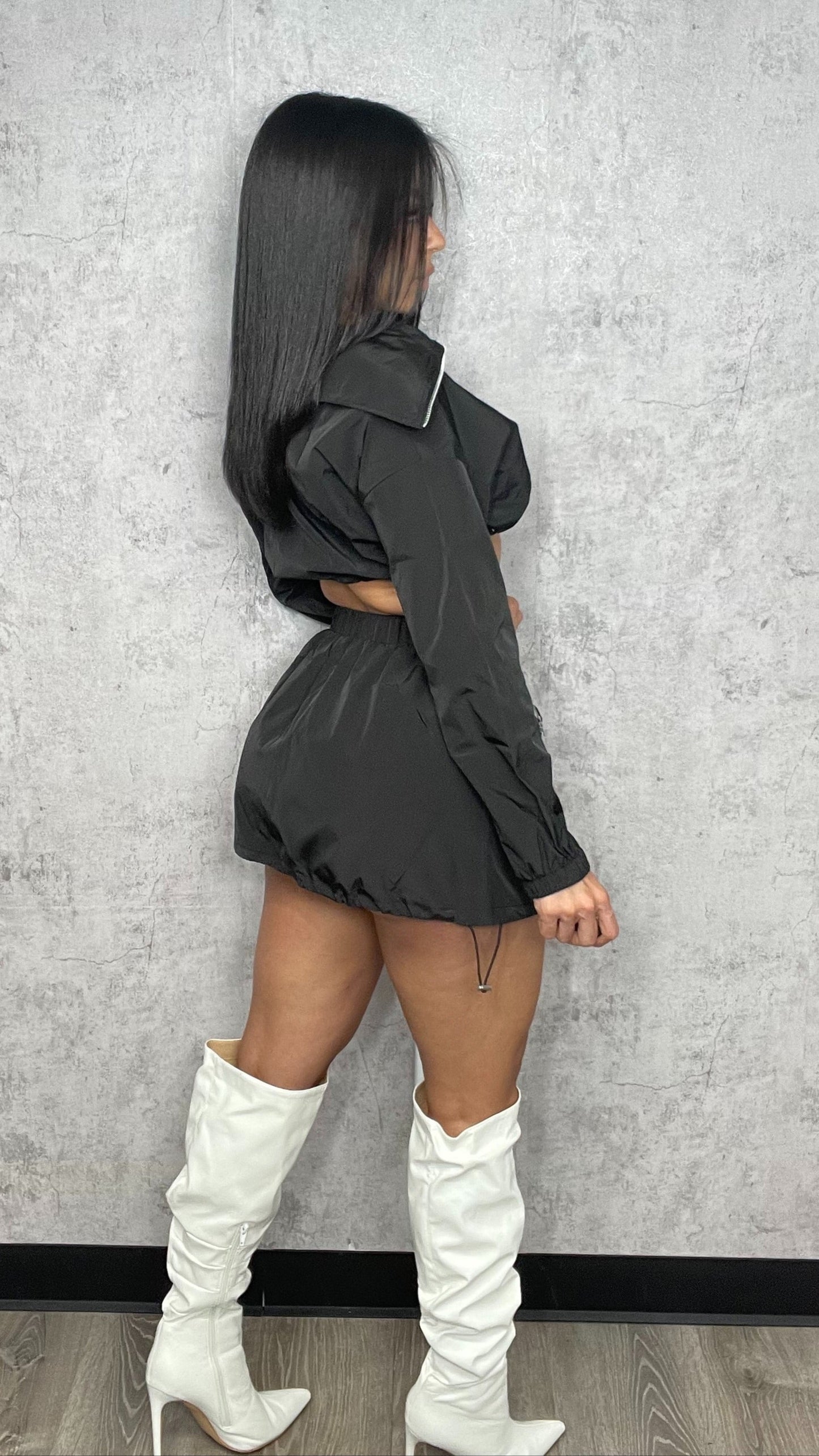 Laura ASYMMETRICAL ZIP UP TOP AND CARGO MINI SKIRT SET