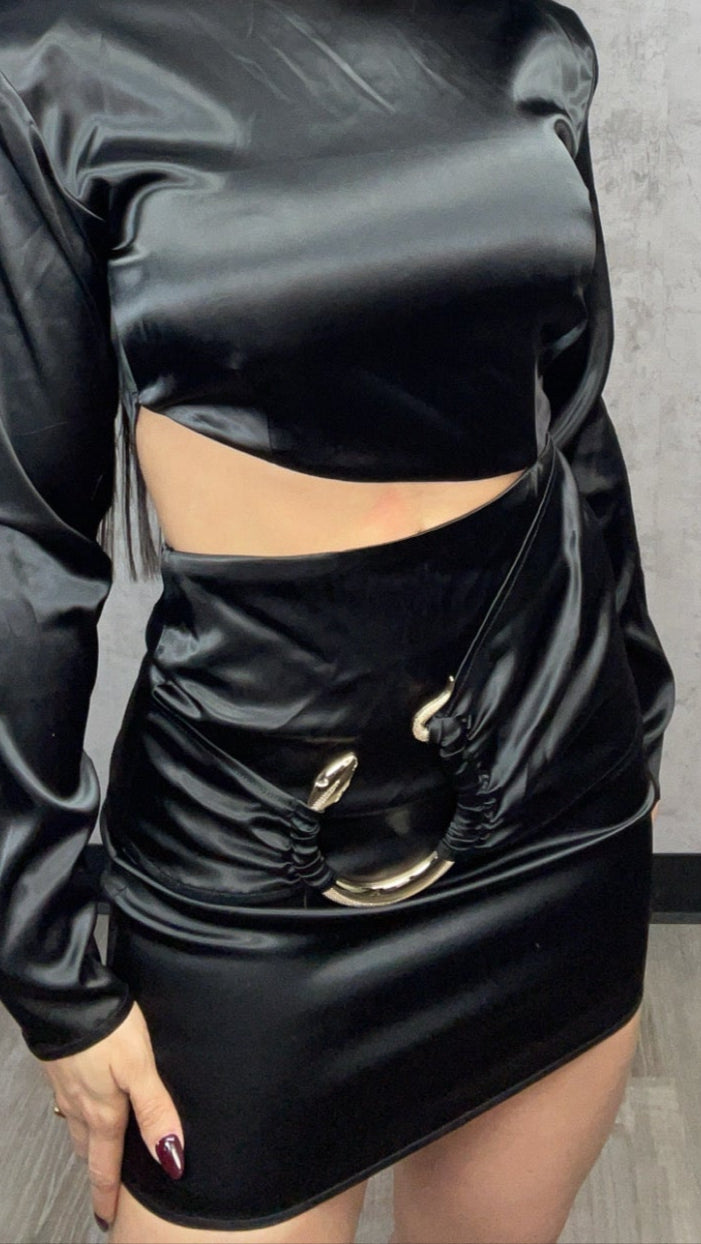 Satin Black Snake Dress