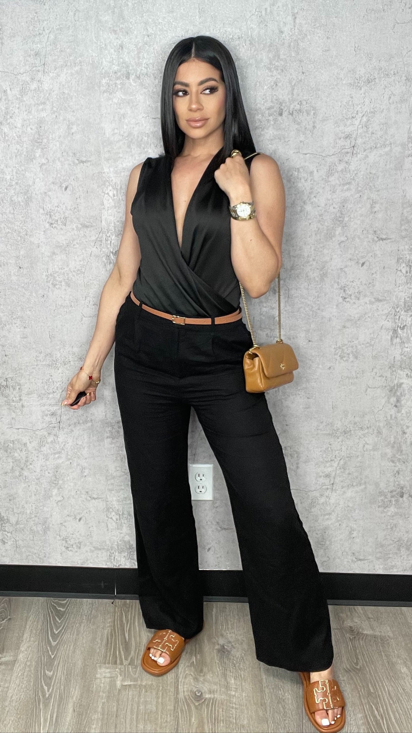SILKY STRETCHY RUCHED BODYSUITS Black