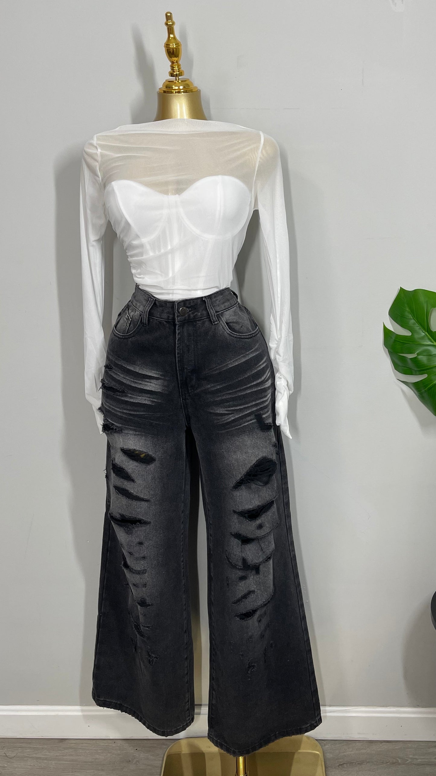 REBECA WASHED BLACK DENIM PANTS