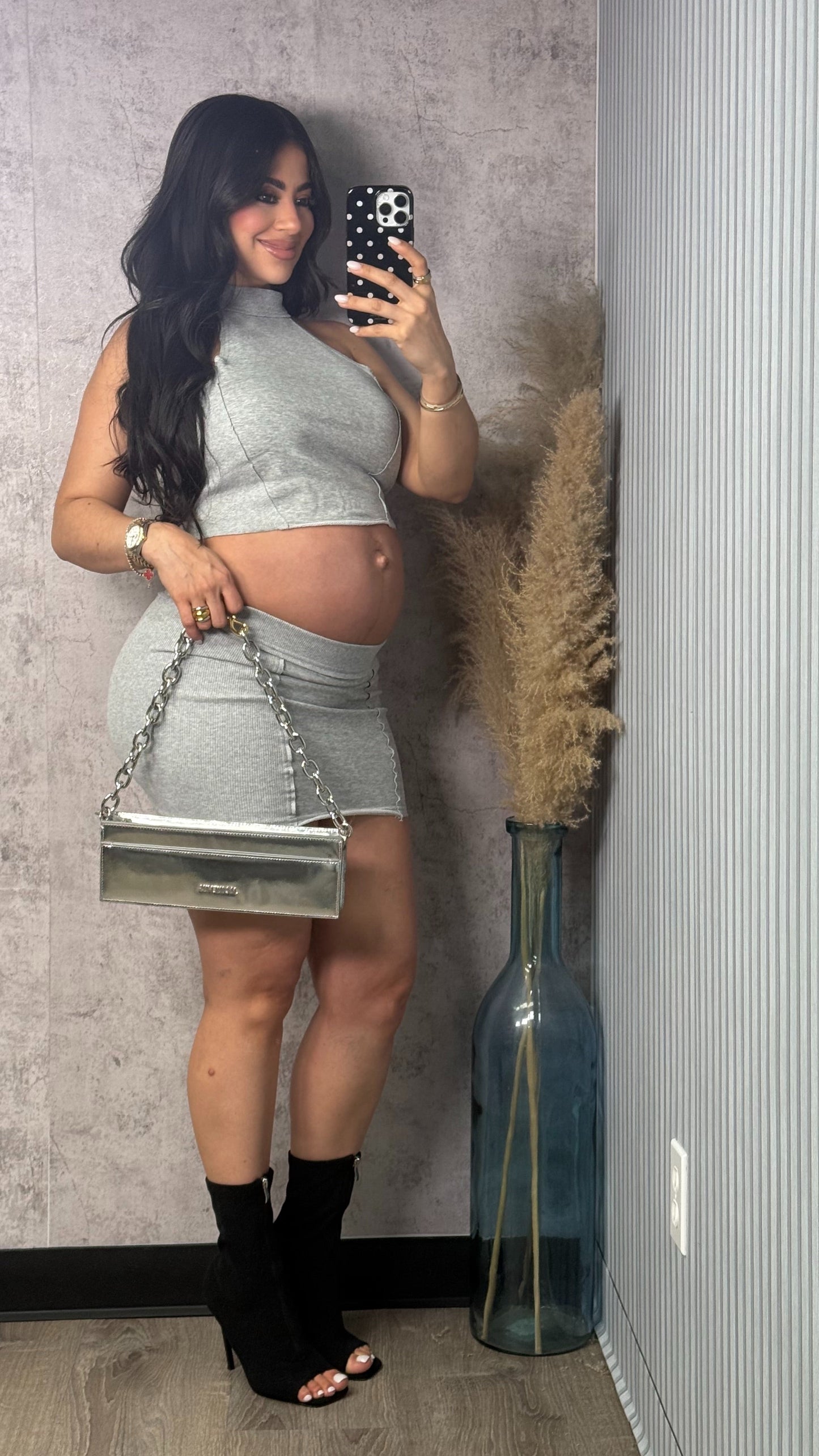 FRANCES GREY SKIRT SET