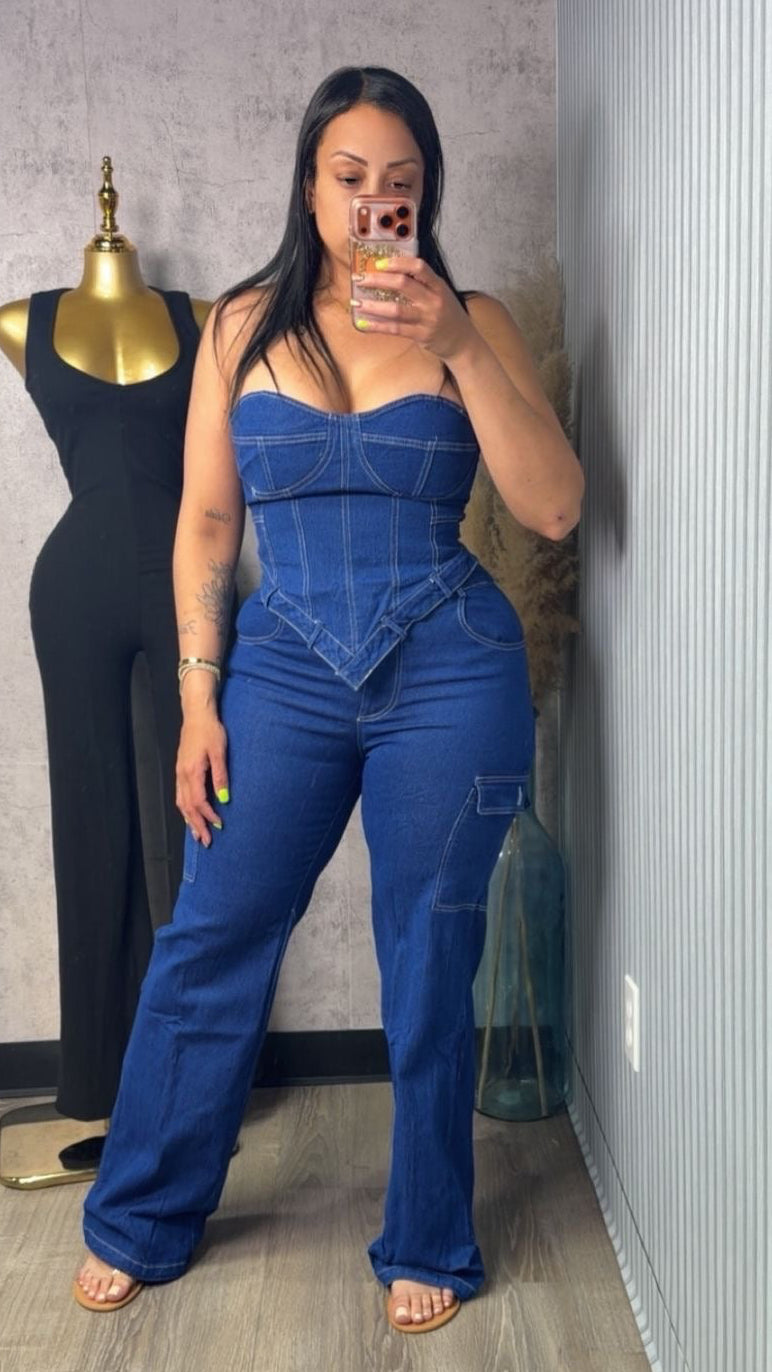 LELA DENIM PANTS SET