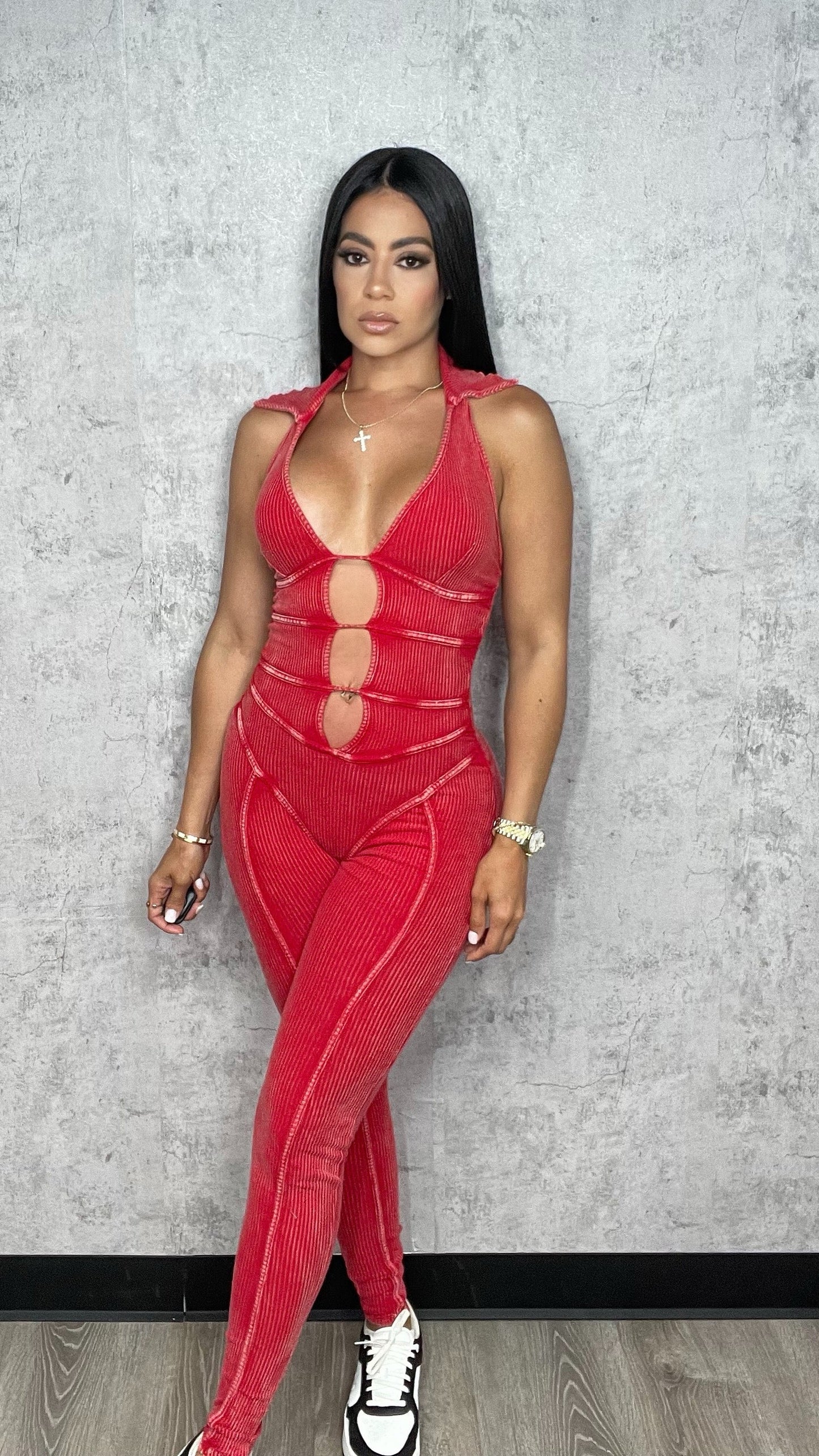Karinna Red Mineral Jumpsuit