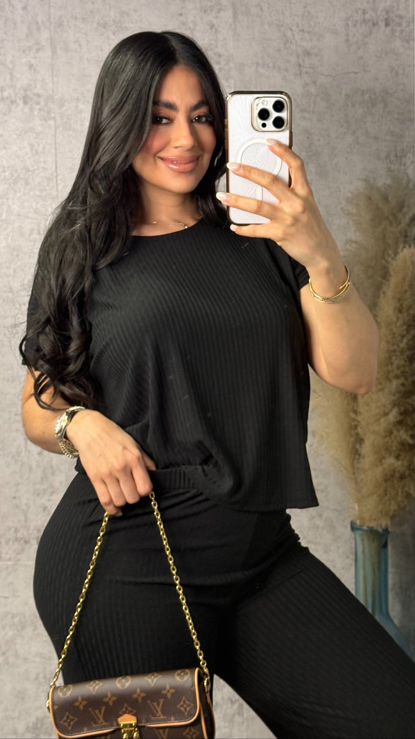 BLACK BASIC PANTS SET