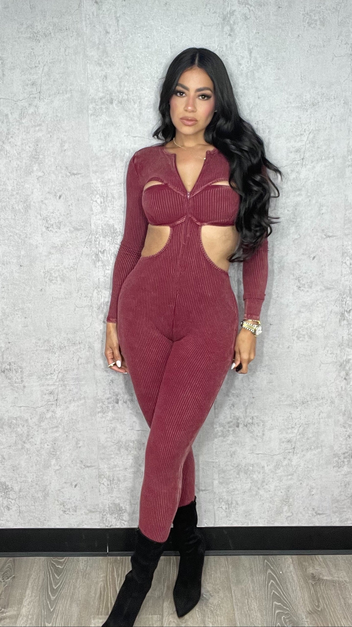 Kassandra Mineral Jumpsuit Burgundy