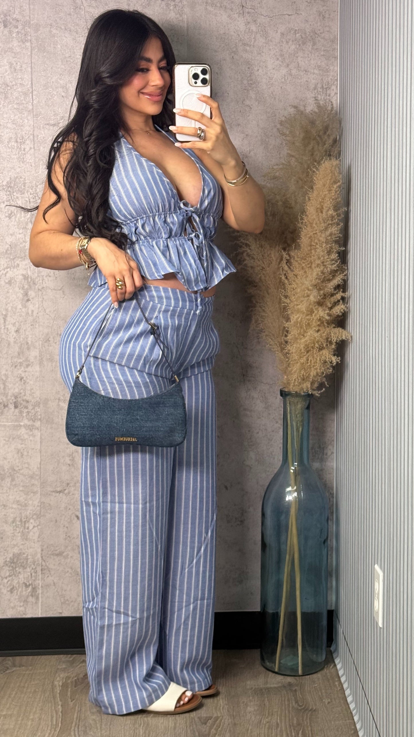 JACKY BLUE DENIM PANTS SET