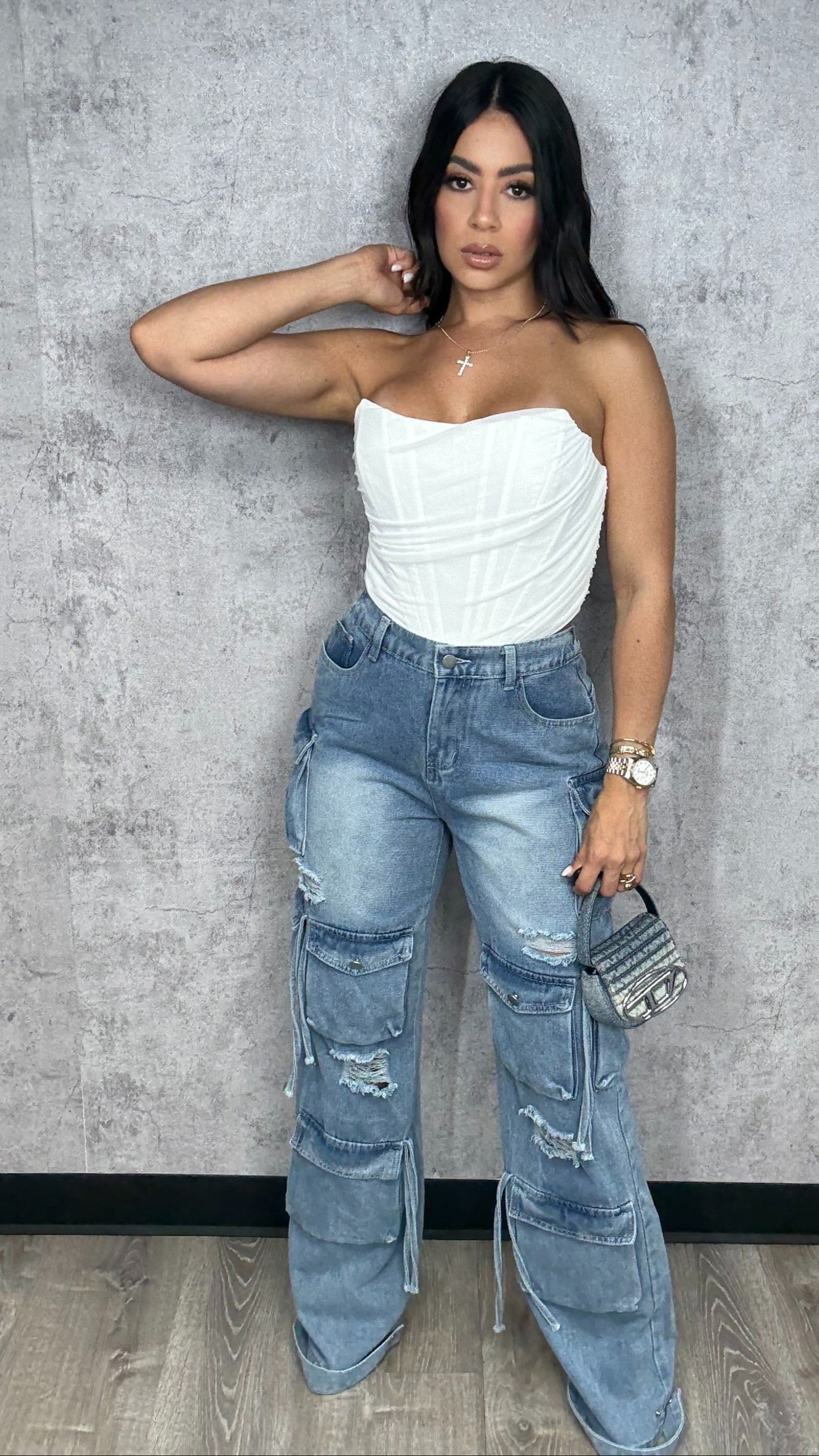 Melisa Denim Cargo Pants
