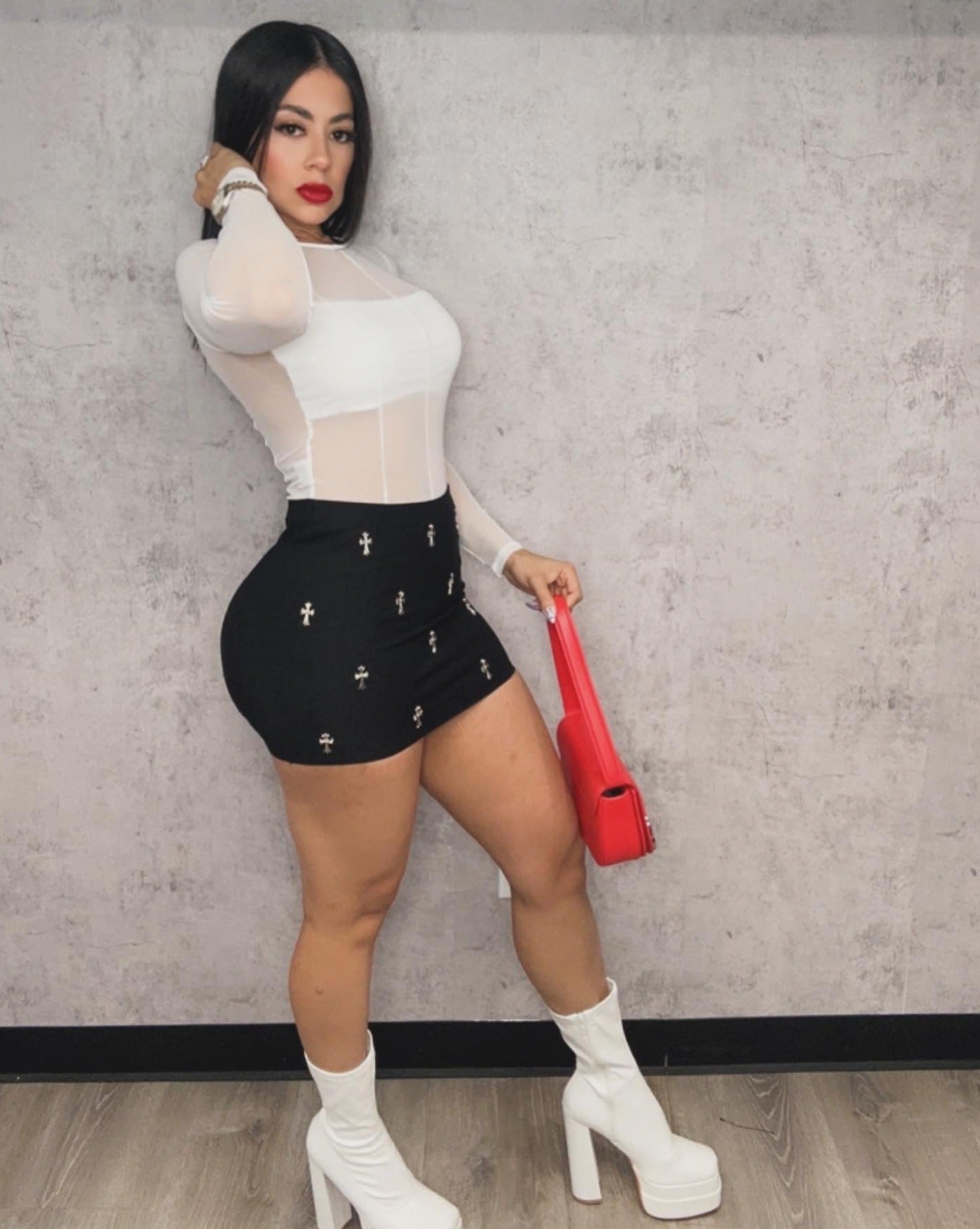 Cross Black Mini Skirt