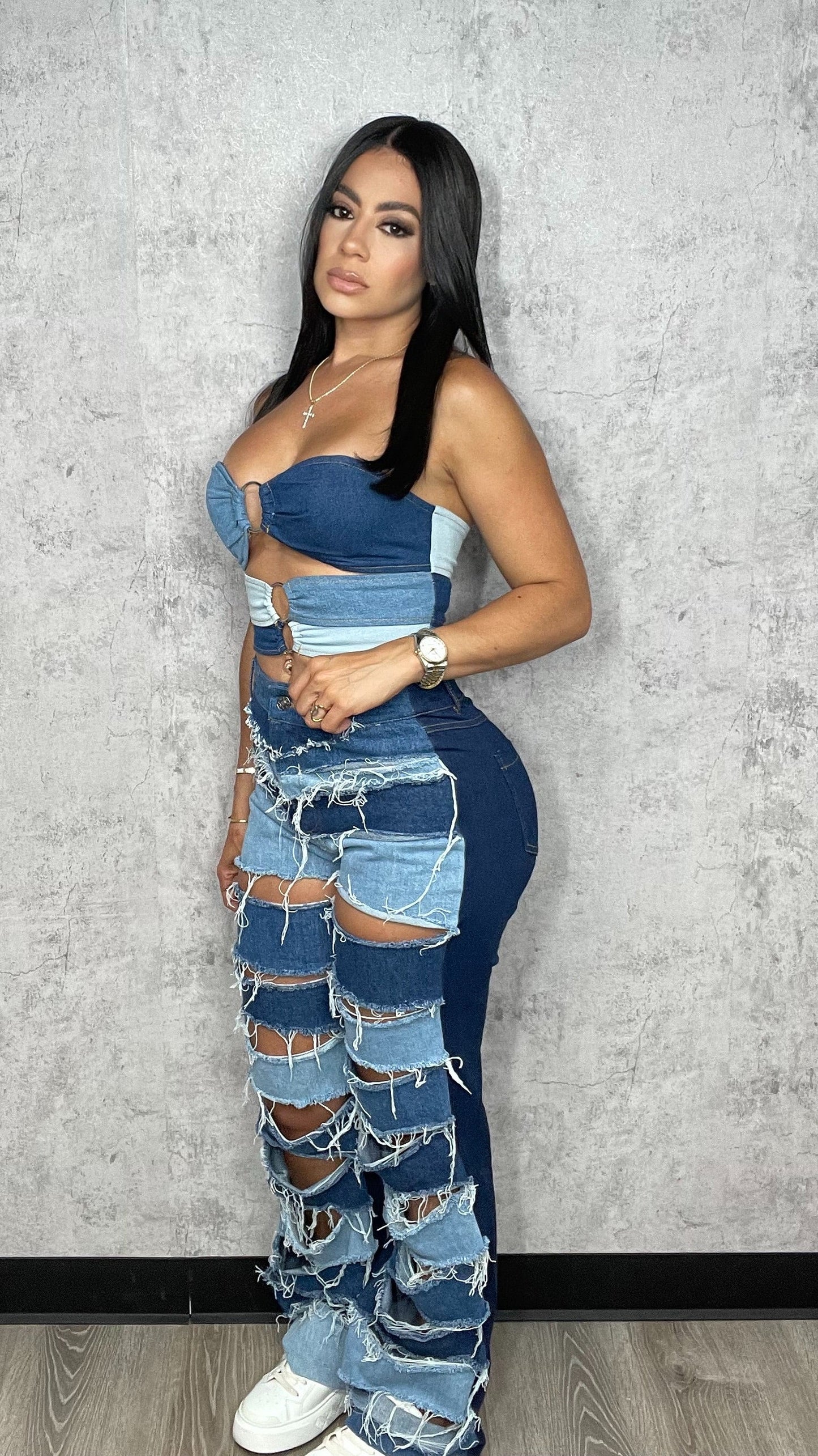 Pamela Denim Pants Set