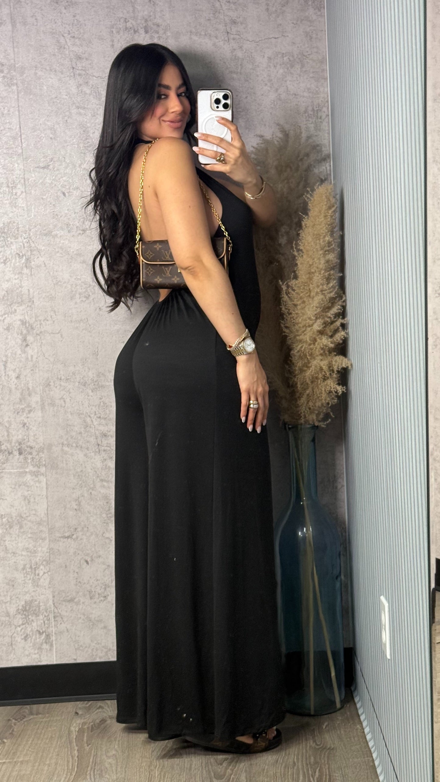 LINDA BACKLESS BLACK JUMPSUIT