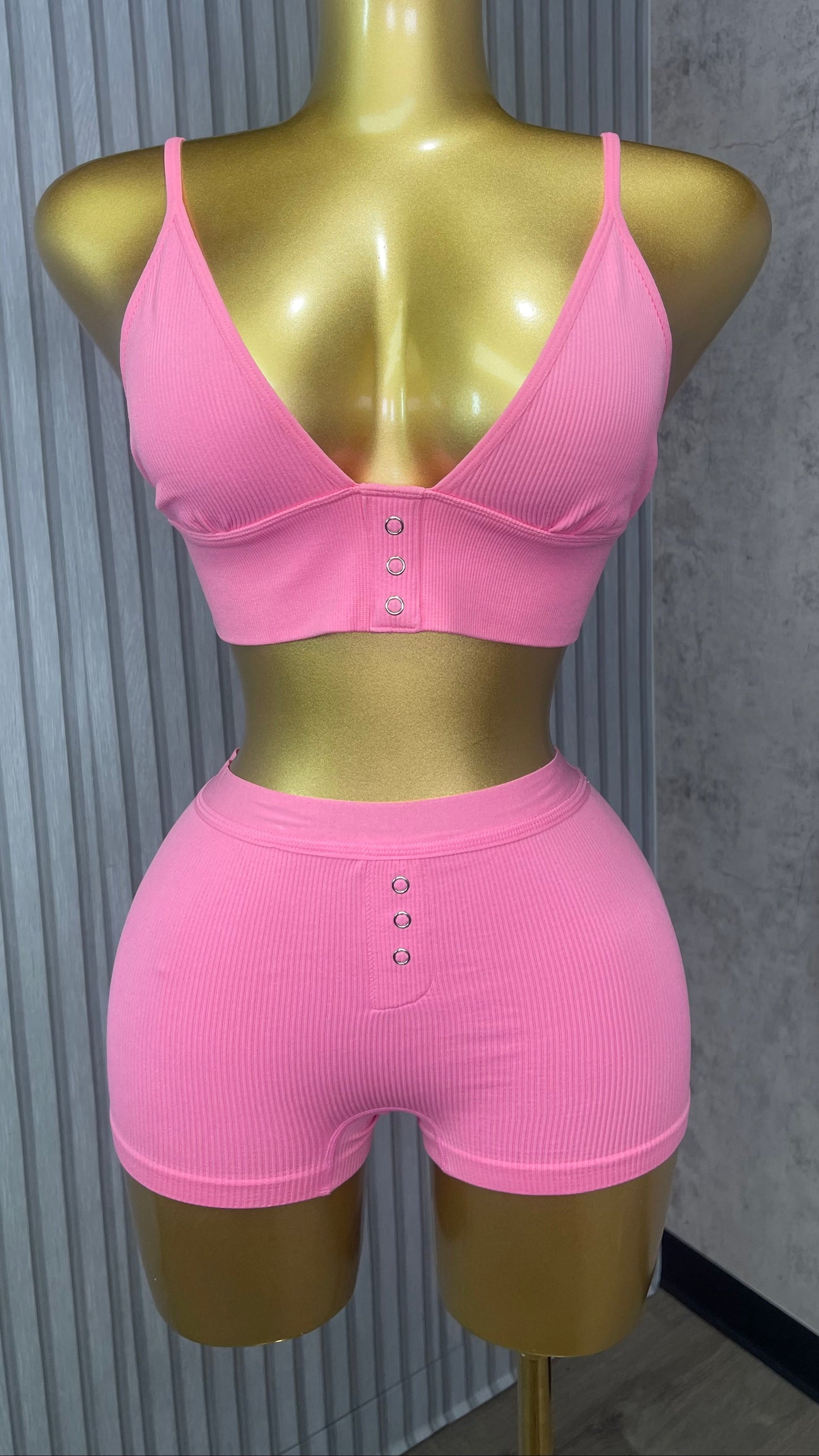 Gia Bralette And Shorts Set Pink