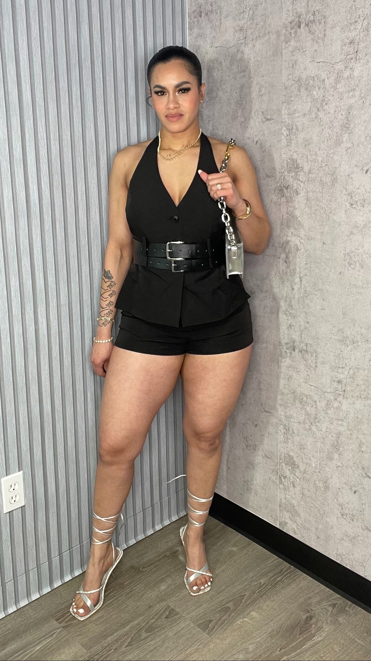 Arrabella Double Belt Black Set