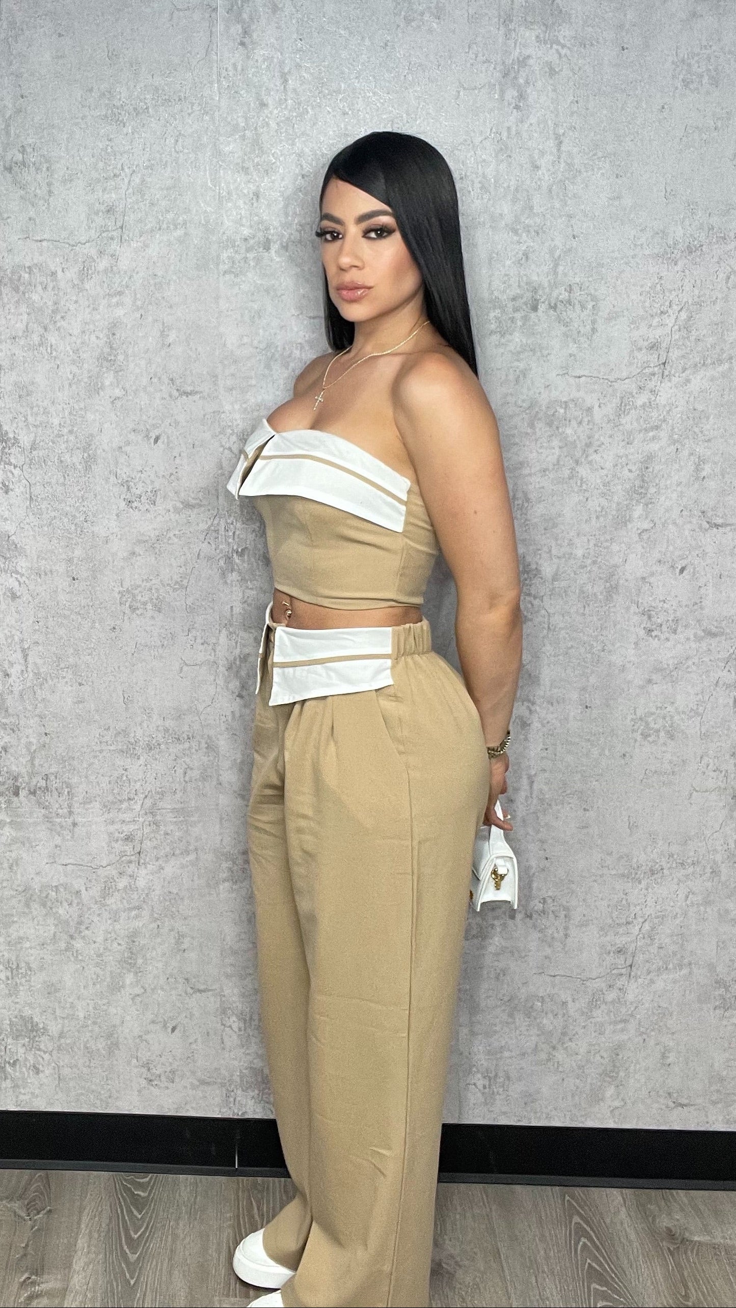 Shanon Pants Set Khaki