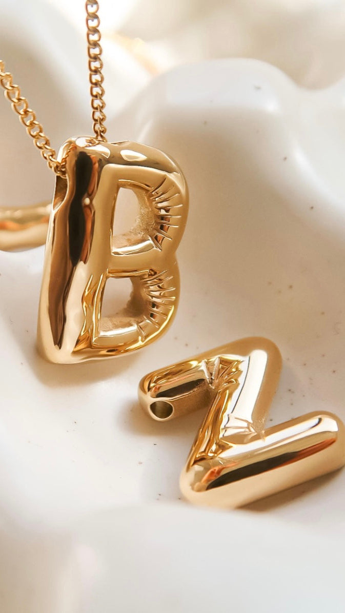 18k Gold Non-tarnish Balloon Alphabet Necklace