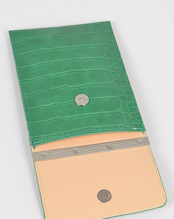 Croc Cellphone Bag (White, Green & Fuchsia)