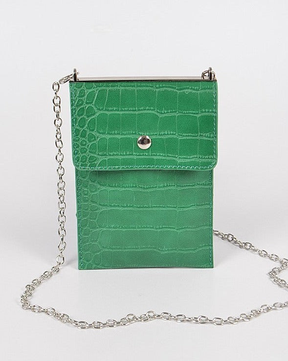Croc Cellphone Bag (White, Green & Fuchsia)