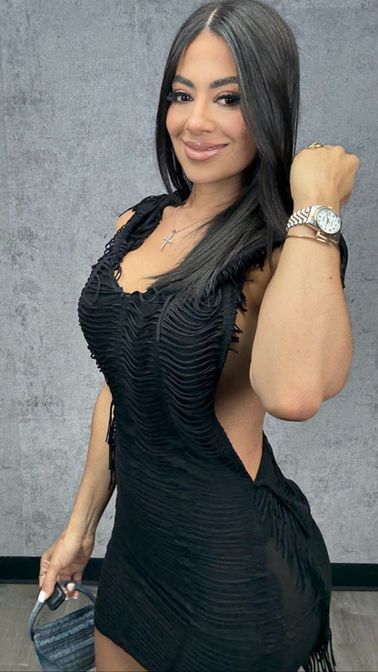 Alba Hooded Black Dress