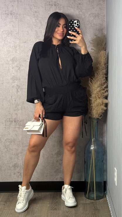 PRISCILLA BLACK ROMPER