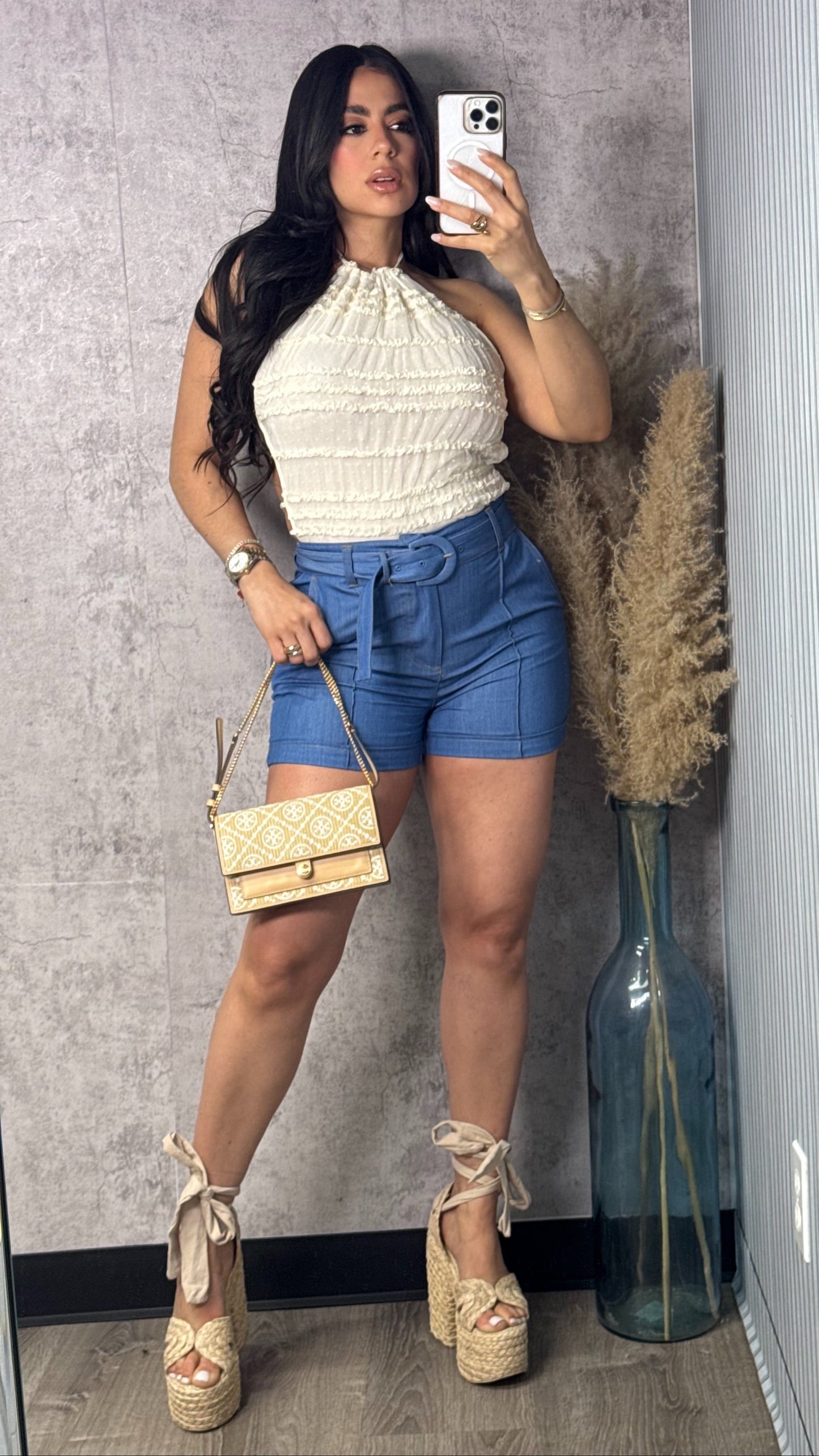 HALTER OPEN BACK TOP IVORY