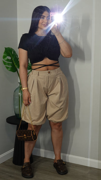 BUBBLE BERMUDA NUDE PANTS