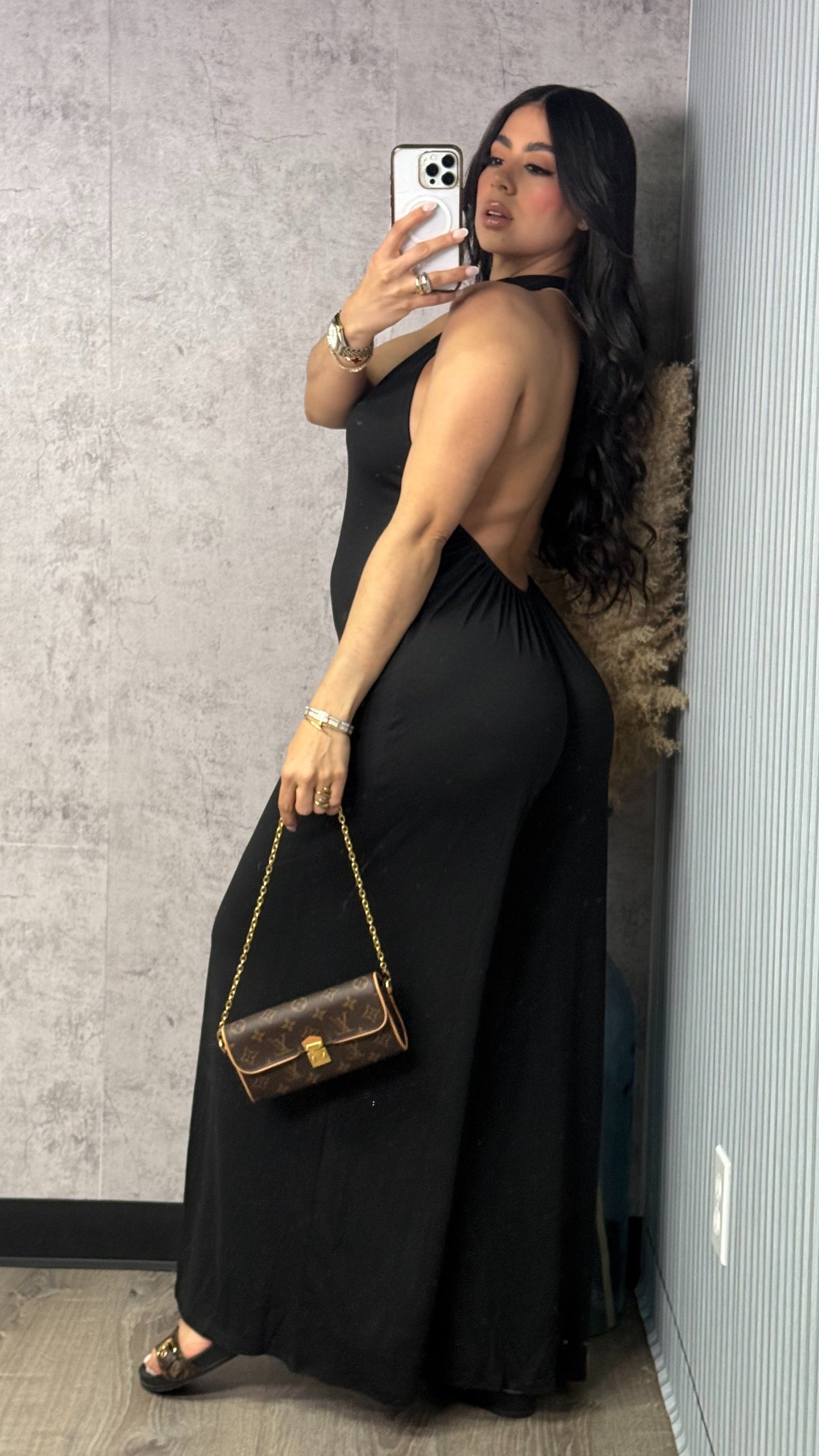 LINDA BACKLESS BLACK JUMPSUIT