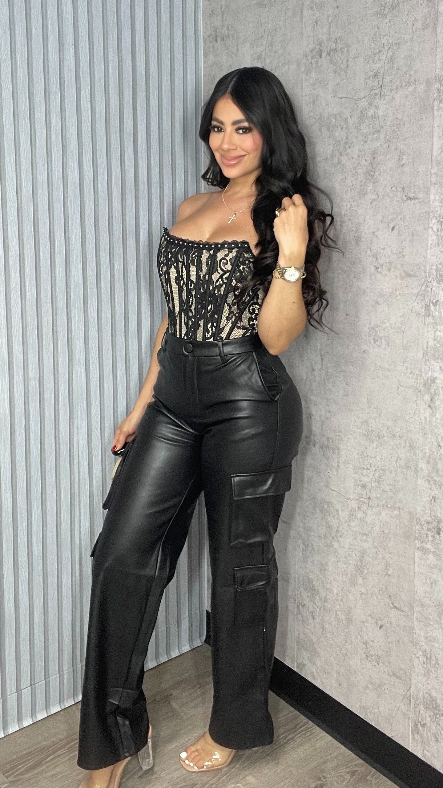 Lace Nude And Black Corset