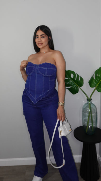 LELA DENIM PANTS SET