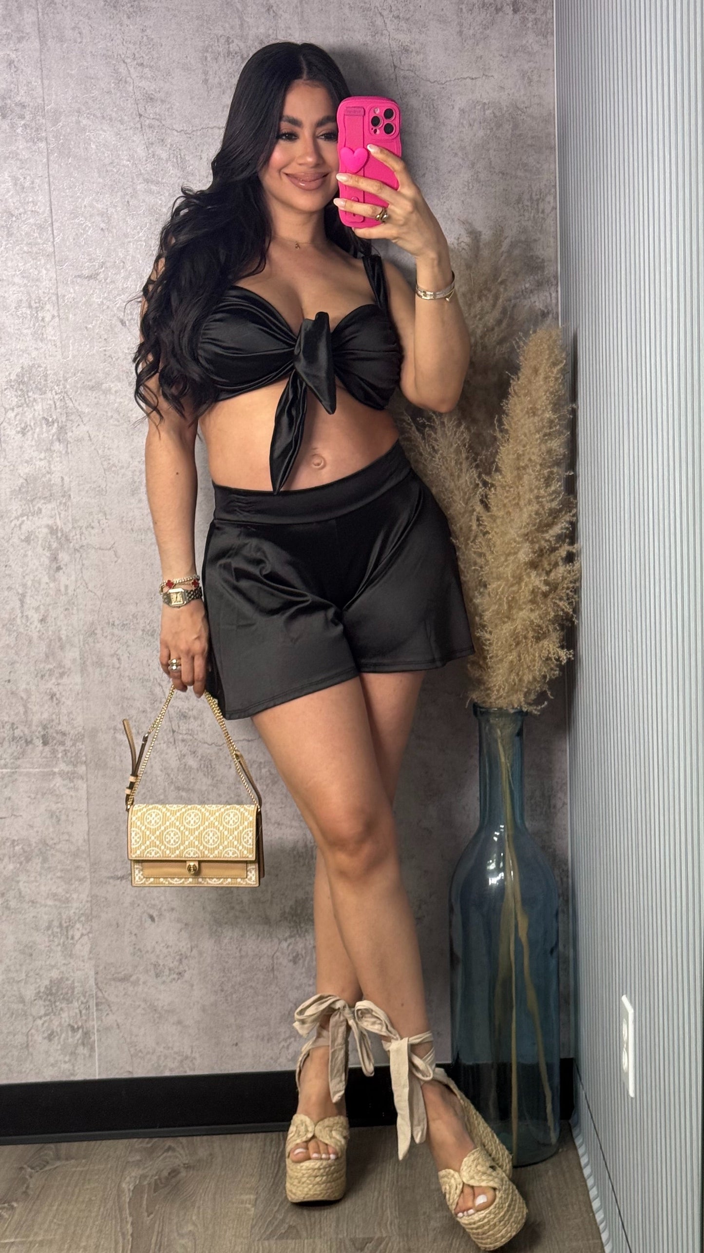 Sarah Satin Black Set