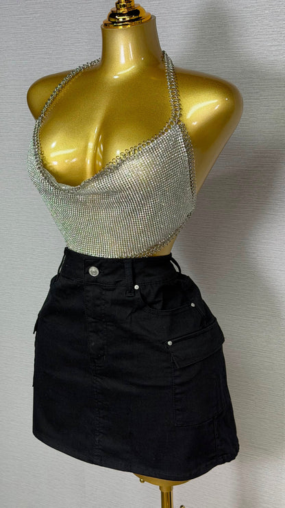 CARGO POCKET BLACK SKIRT