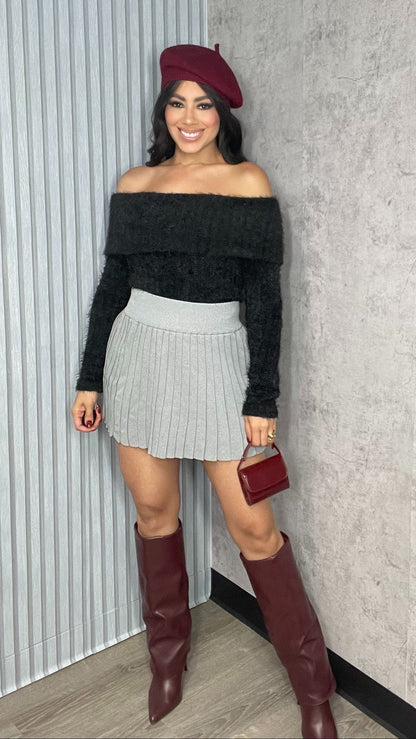 Winter Pleated Skirt Grey