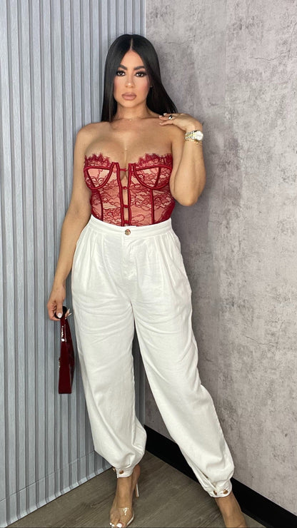 Love Lace Corset Burgundy - Red