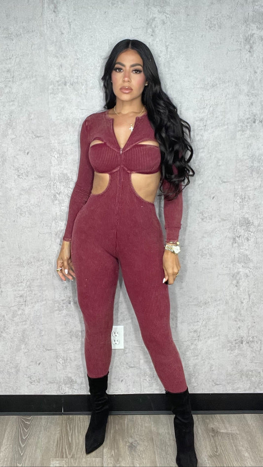 Kassandra Mineral Jumpsuit Burgundy