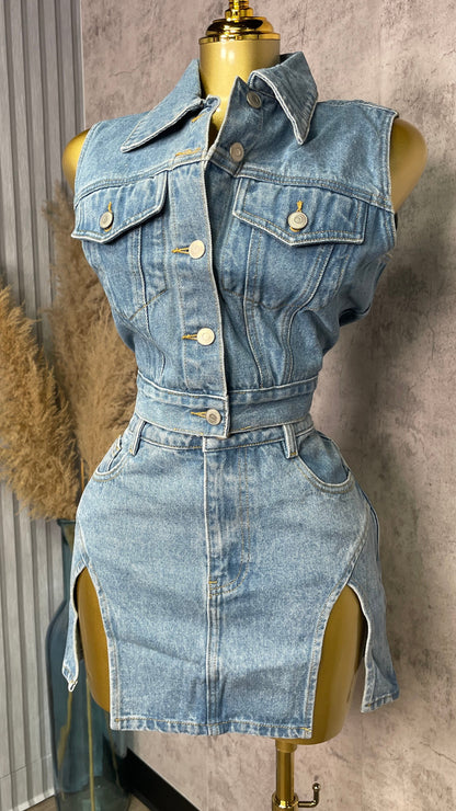 LARA DENIM SKIRT SET
