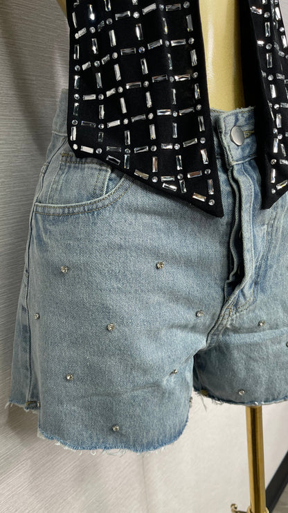 KIMMY STUDS DENIM SHORTS