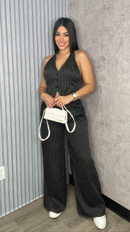 Letty Vest Black Pants Set