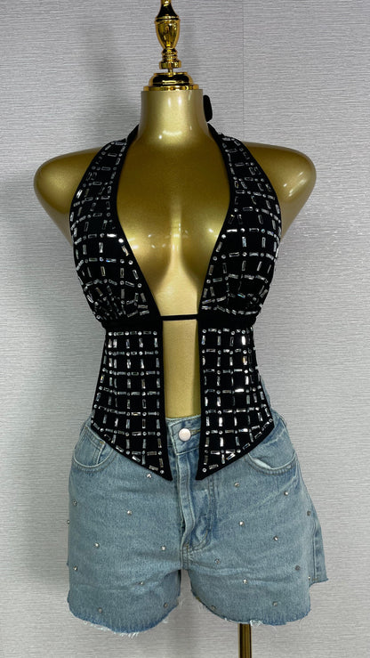ELIZ SPARKLE BLACK TOP