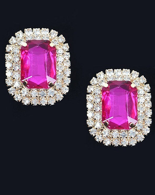 Rhinestone Stud Earring 4 Colores