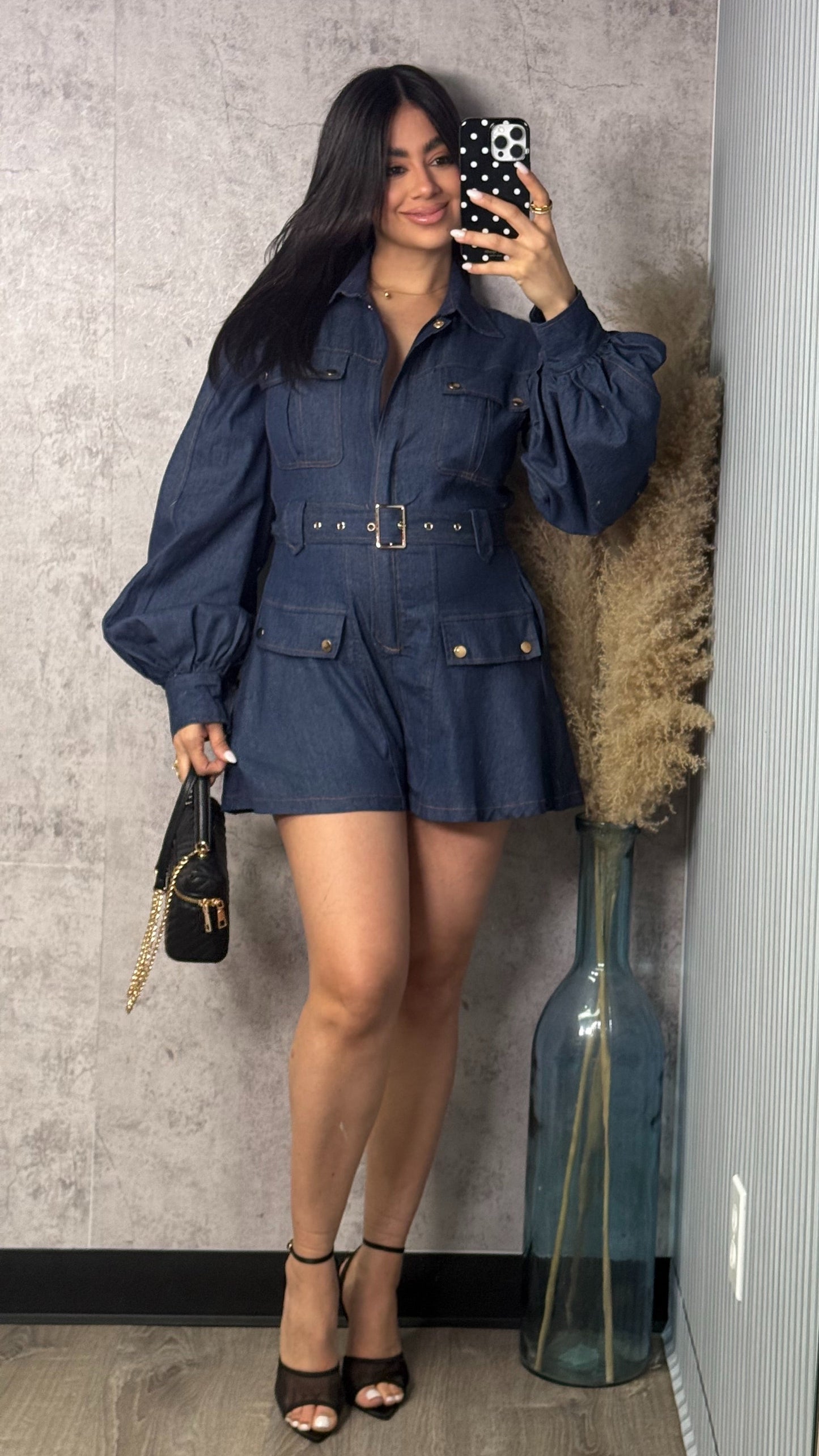 LONG SLEEVE DENIM ROMPER
