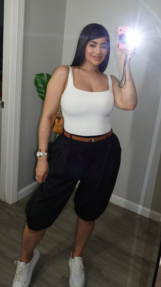 BUBBLE BERMUDA BLACK PANTS