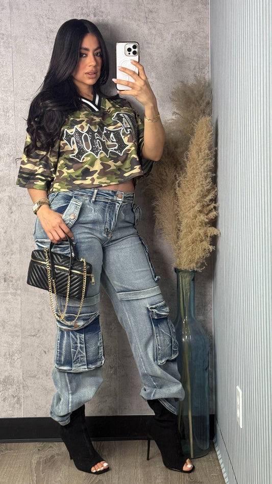 NINA CARGO DENIM PANTS