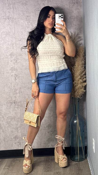 HALTER OPEN BACK TOP IVORY