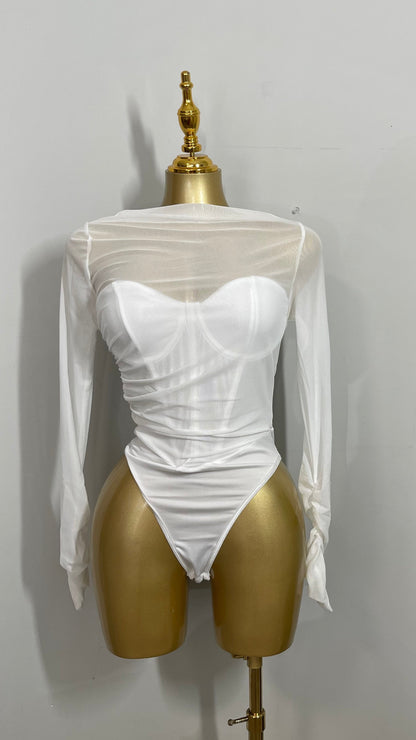 JANY MESH BODYSUIT WHITE
